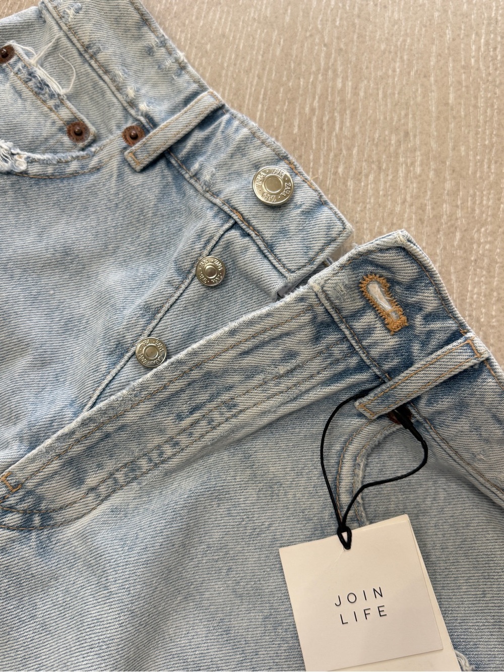 Zara Ripped High-Wasted Denim Short - Picture 3 of 3